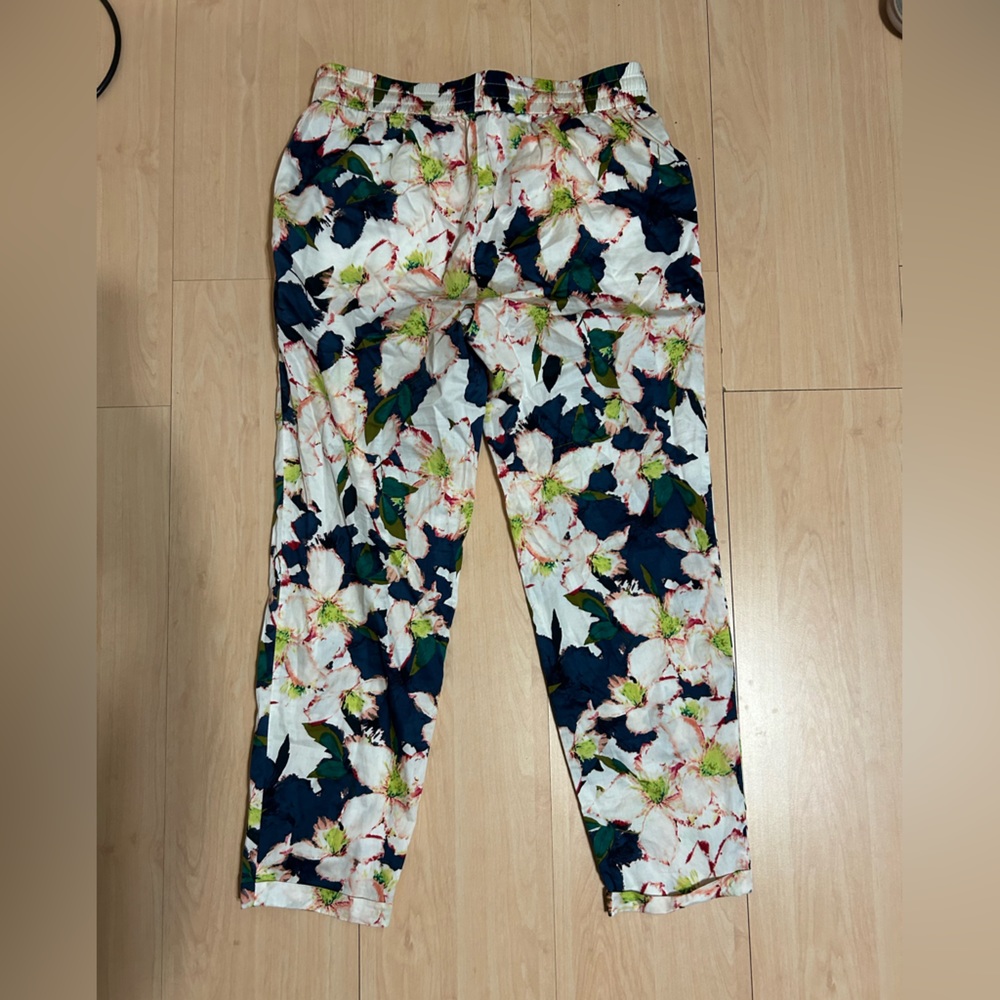 J Crew Flowerprint Drawstring Cropped Pants